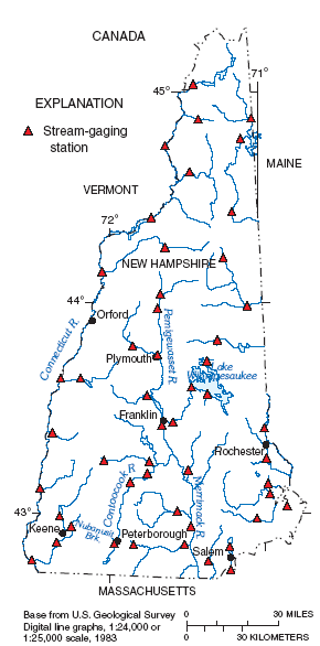 Figure 2.  Map showing the distribution of active, continuous-recording streamg-gaging 