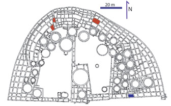 Areal view of room and kiva layout of Pueblo Bonito