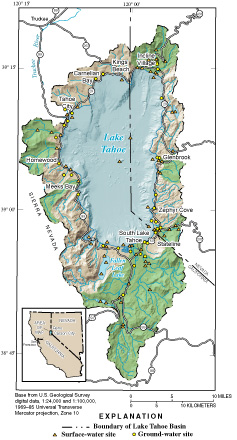 Map of the Lake Tahoe study area