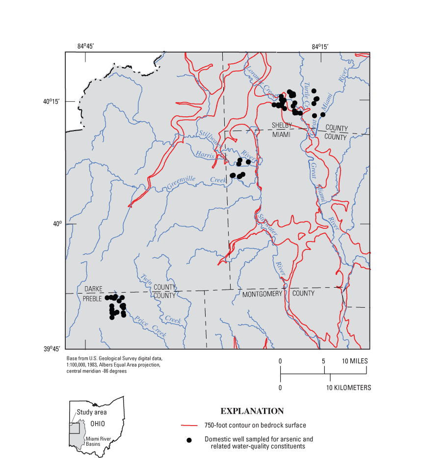 Map showing location of major buried valleys, southwestern Ohio.