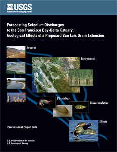 thumbnail of cover with a set of ten images that show sources of selenium (natural, agriculture, aquaduct, urban), the environment (satellite image, wetlands), and its effects (water organizms and birds)