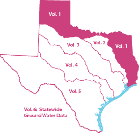 Map of Texas basins with stations included in this volume.